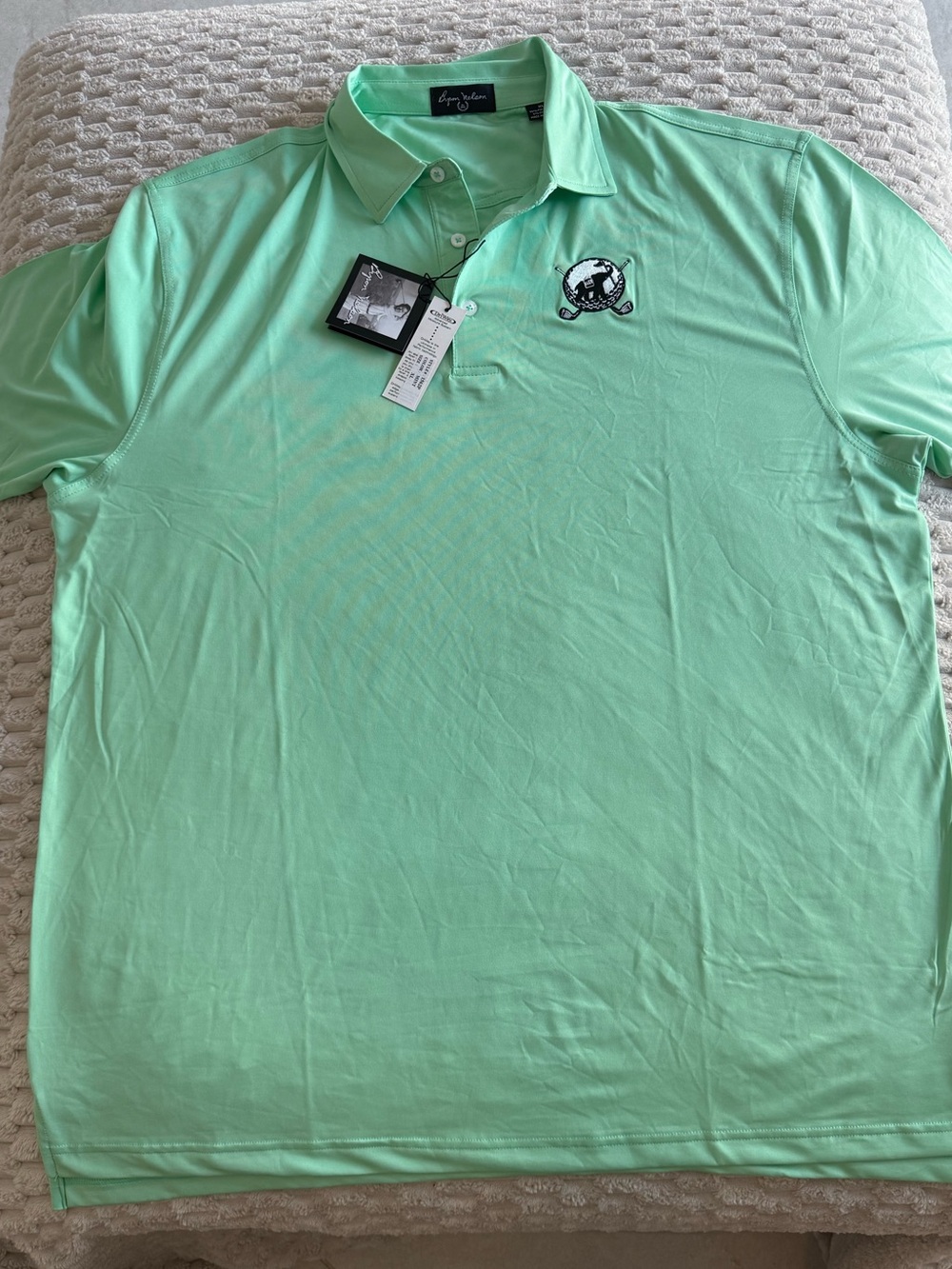 NWT Byron Nelson DriWay Advanced Moisture System Mint Green Golf Polo